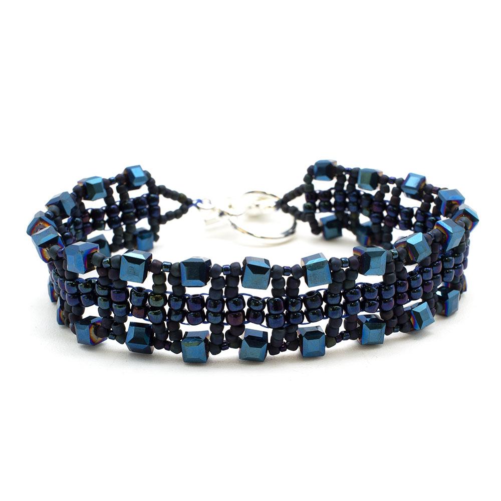 Brenda's Cube Bracelet Kit Makes 2  - Blue Iris