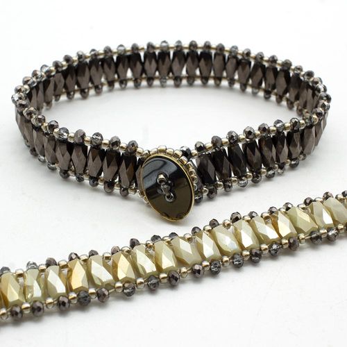 Crystal Barrel Bracelet Makes 2 champagne bracelet making kit — DIY set with beads and instructions for creating handmade jewelry