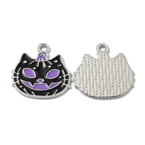 Enamel Halloween Charm - Black Cat Pumpkin 2pcs