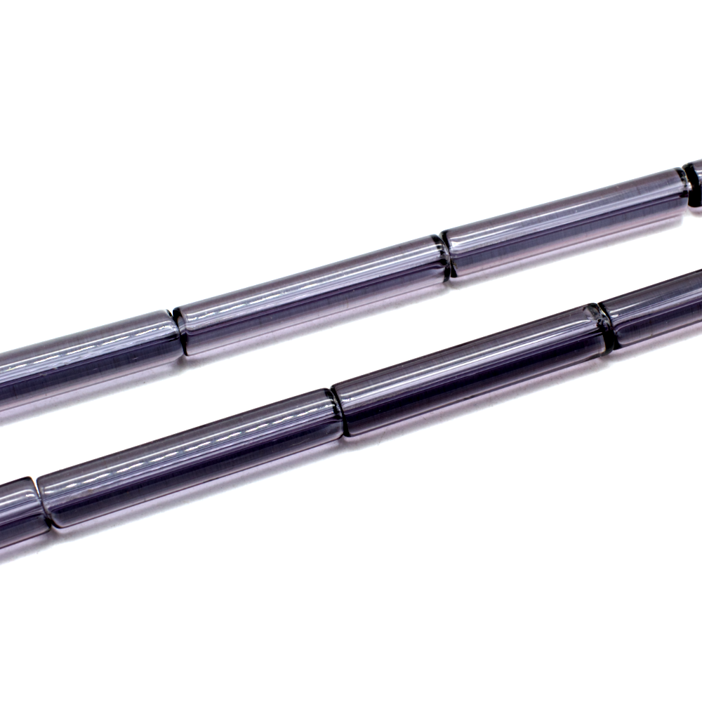 Glass Beads Long Tube 40x7mm - Lt Purple