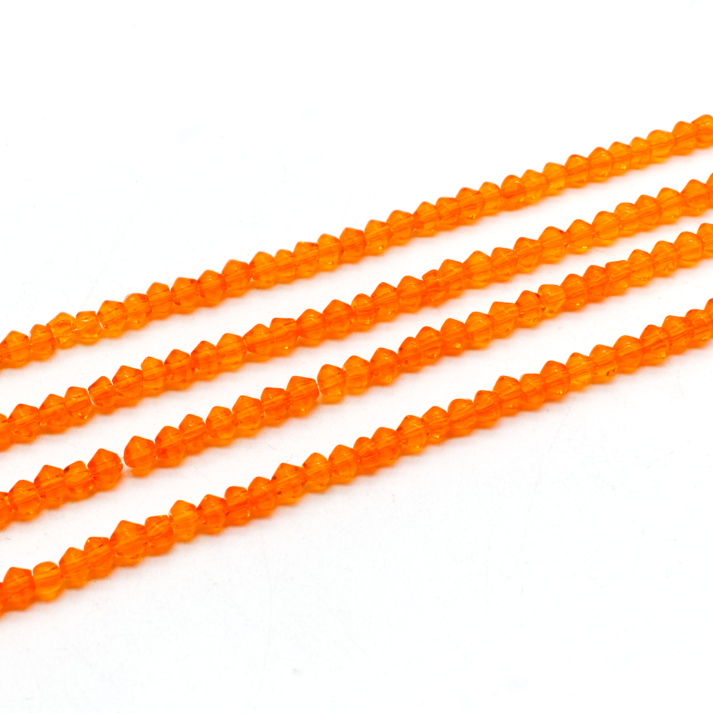 Glass Rounded Bicone 4mm - Orange