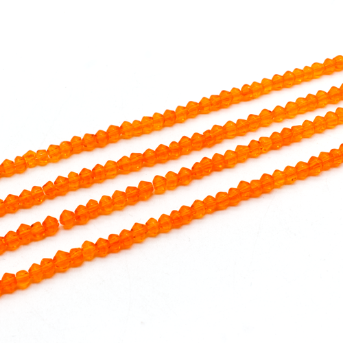 Glass Rounded Bicone 4mm - Orange