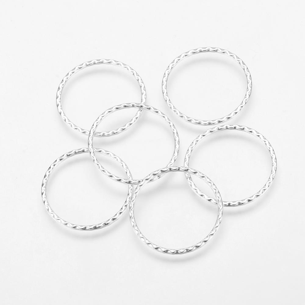 Spacer Ring 30mm dimpled rings silver 8pcs