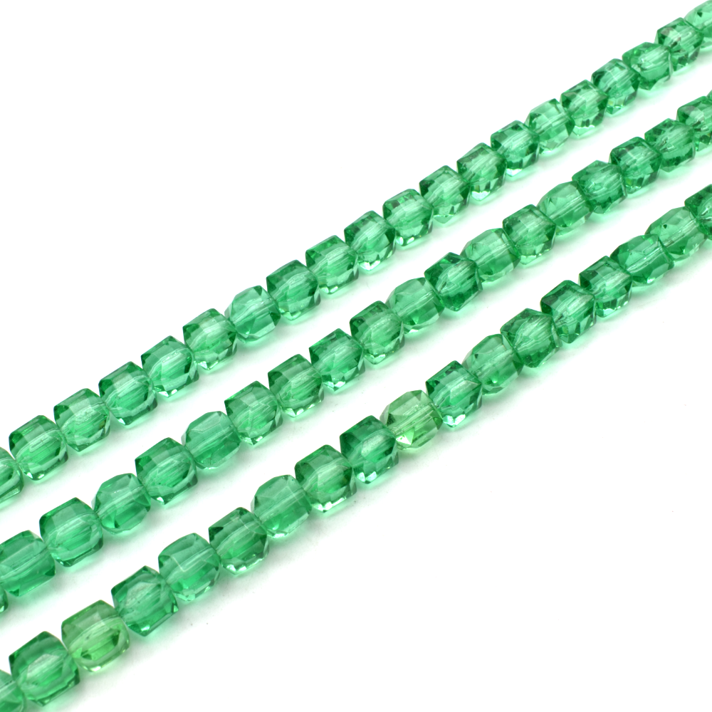 Faceted Glass Cube 8mm - Lime Green 50pcs