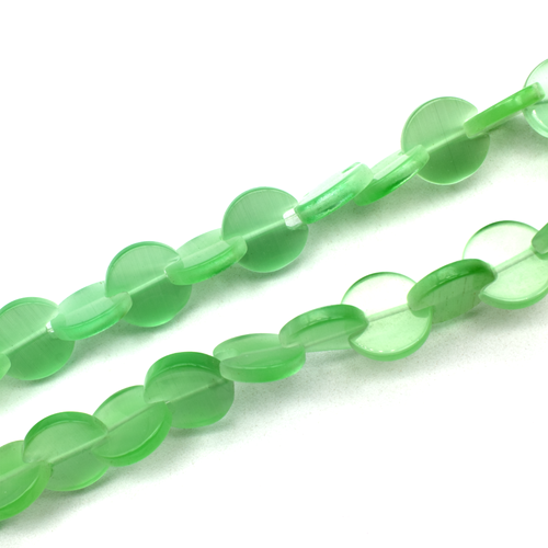 Cats Eye Pacman Beads - Light Green 14mm 40pcs