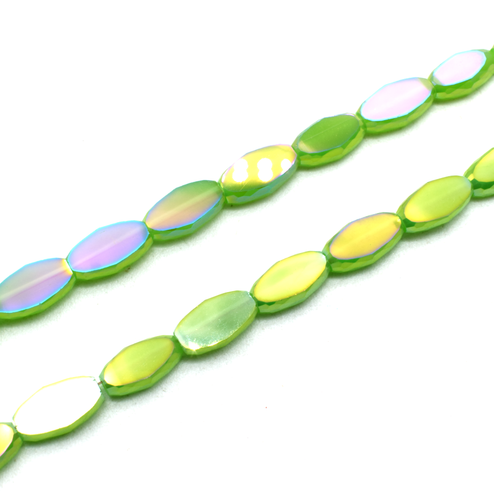 Crystal flat facet oval 10x5mm - Opq. Lime AB