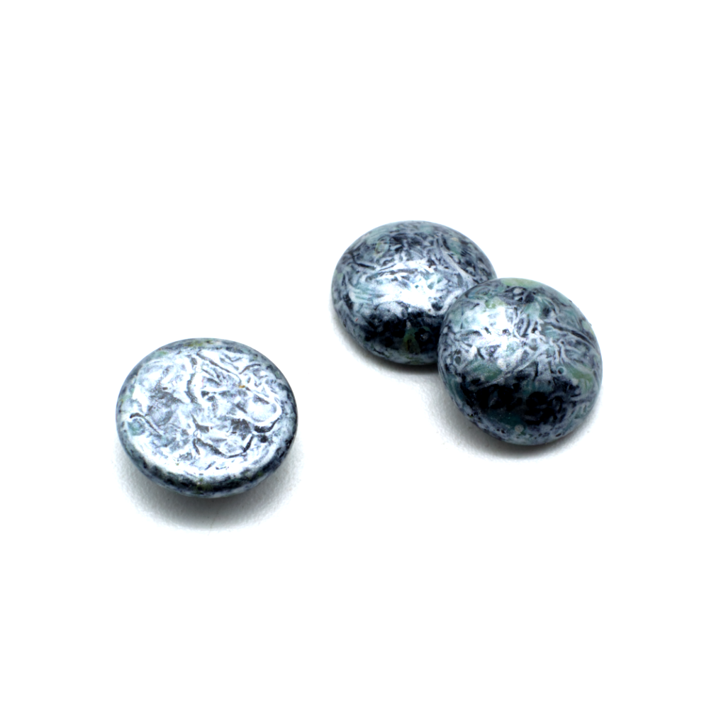 Par Puca Cabochon - 14mm - Metallic Mat Old Silver Spotted