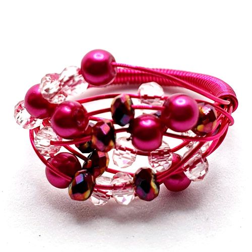 Starlight Ring pink magenta jewelry making kit — DIY set with beads and instructions for creating handmade jewelry