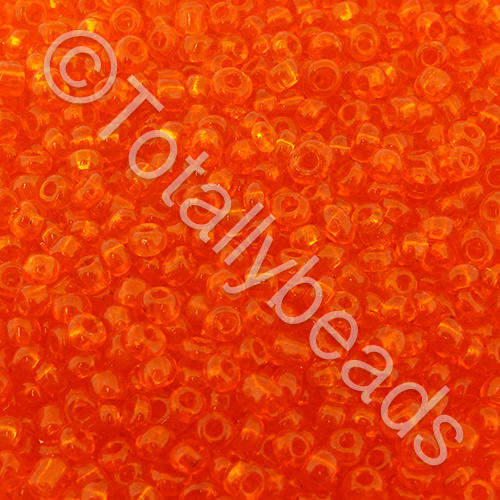 Seed Beads Transparent  Orange - Size 11 100g