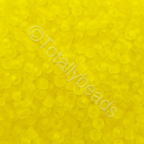 Seed Beads Transparent Frosted  Yellow - Size 8