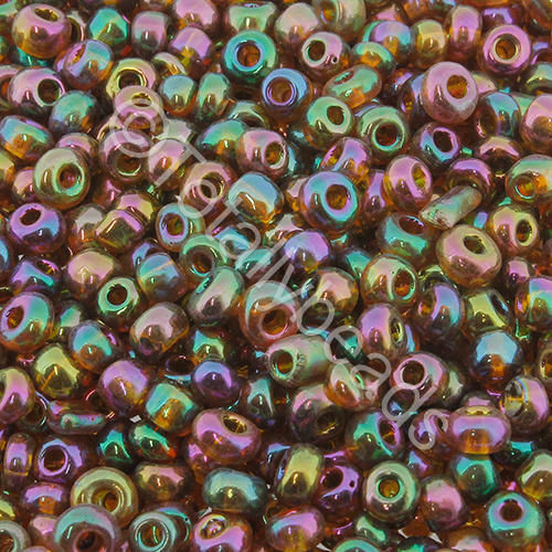 Seed Beads Transparent Rainbow  Purple - Size 6 100g