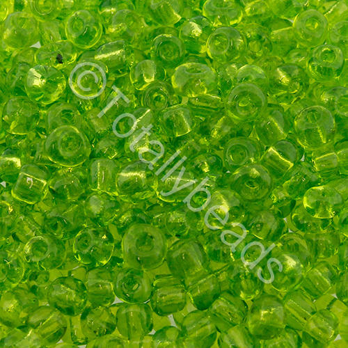 Seed Beads Transparent  Light Green - Size 6 100g