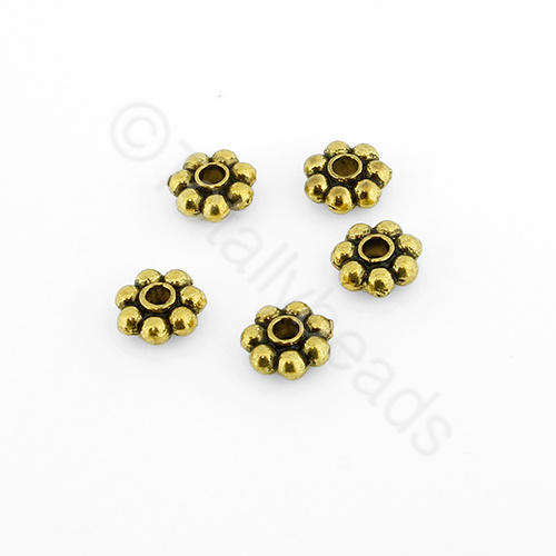 Antique Gold Bead - 5mm Flower Spacer 30pcs