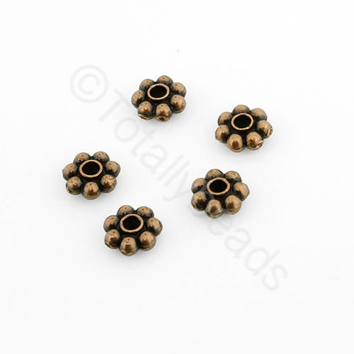 Antique Red Copper Bead - 5mm Flower Spacer 30pcs