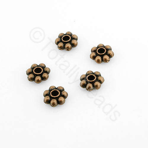 Antique Red Copper Bead - 5mm Flower Spacer 30pcs
