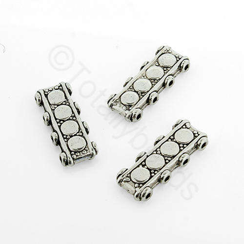 Antique Silver Metal Spacer 17x6mm 4 Hole 16pcs