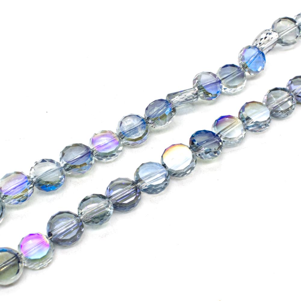 Crystal Flat Coin Beads 10mm - Electric Blue 10pcs