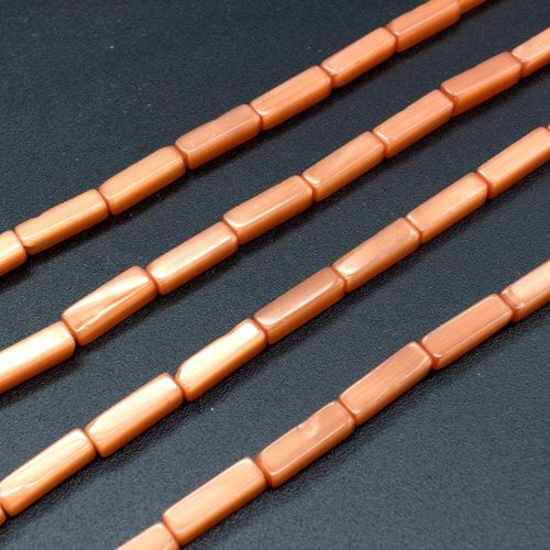 Cats Eye Beads Cuboids 12x4mm   Peach for jewellery making