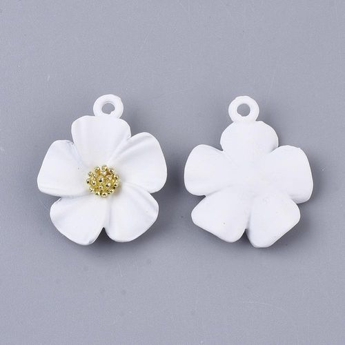 White Flower Charm / Pendant 23mm for jewellery making