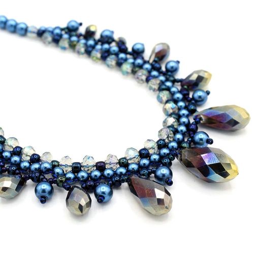 Daphne Crystal Necklace   Denim Gold 4mm for jewellery making