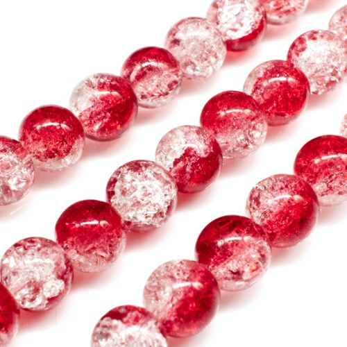 Crackle Beads Round 8mm   Clear Dark Red 50pcs for jewellery making
