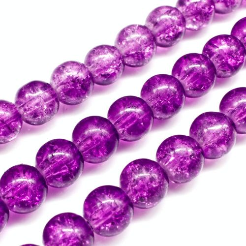 Crackle Beads Round 8mm   Purple 50pcs for jewellery making
