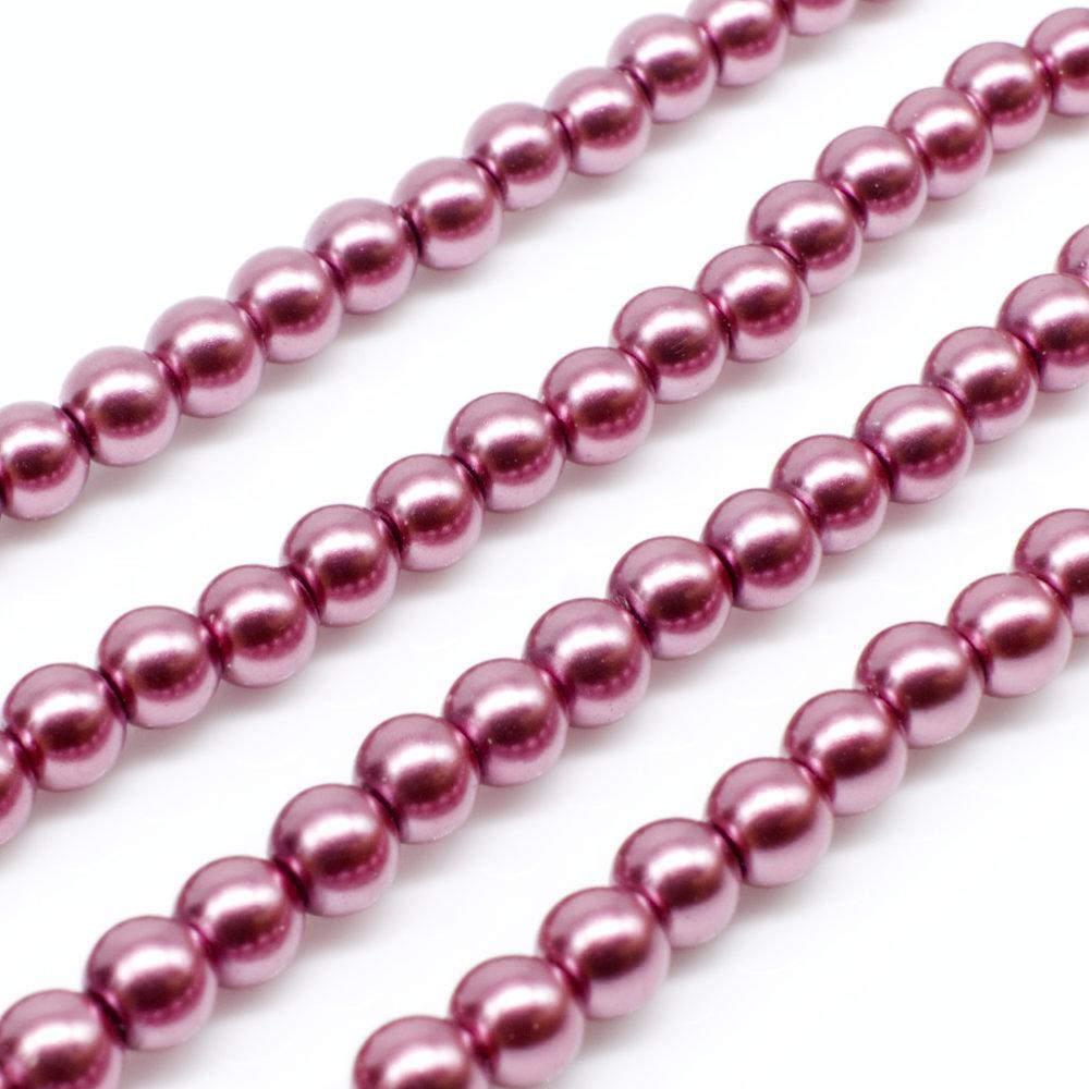 Glass Pearl Round Beads 4mm - Persian Pink