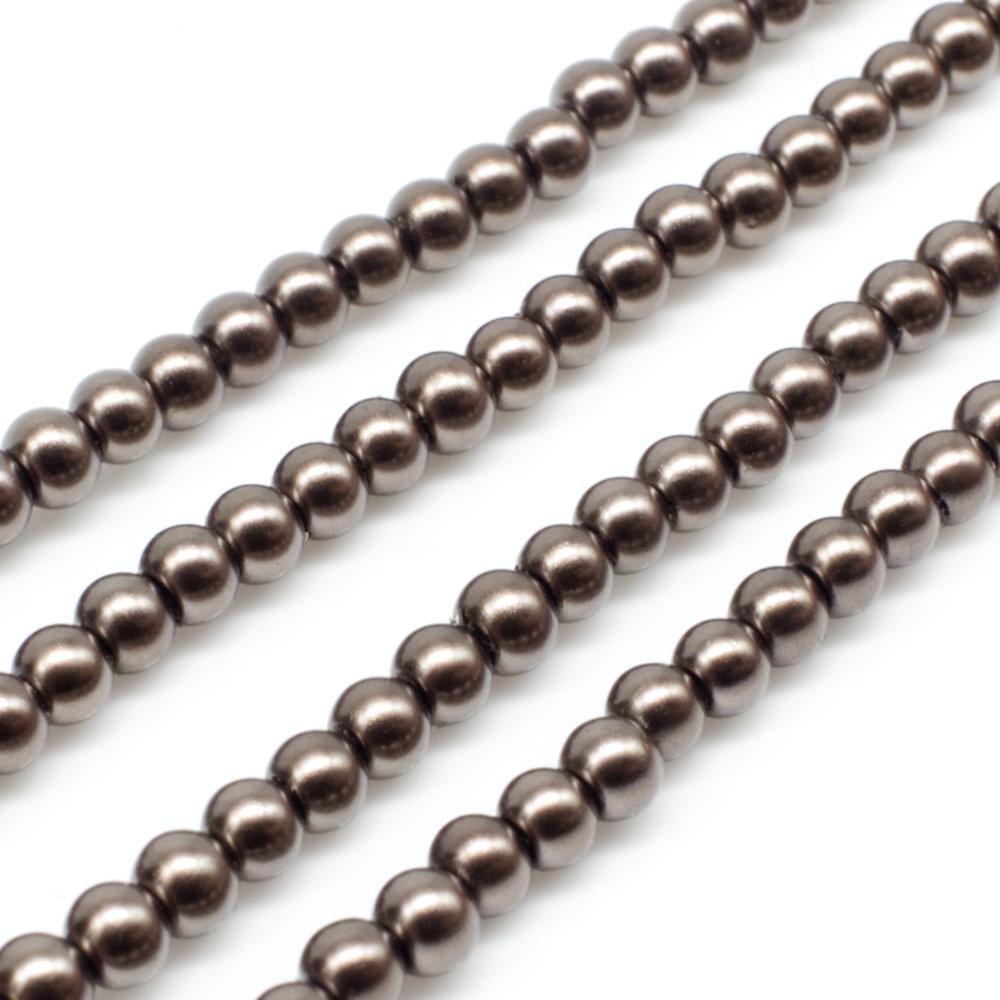 Glass Pearl Round Beads 3mm - Coffee