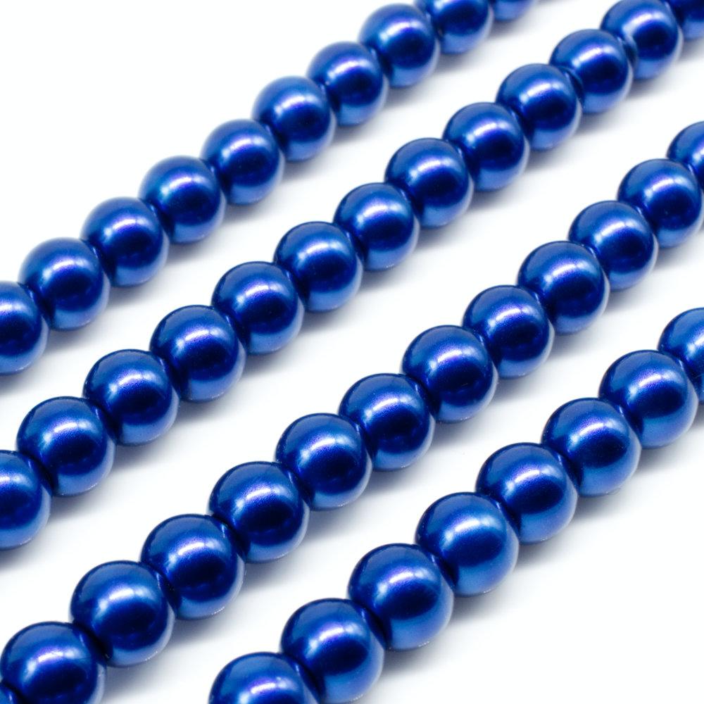 Glass Pearl Round Beads 6mm - Royal Blue