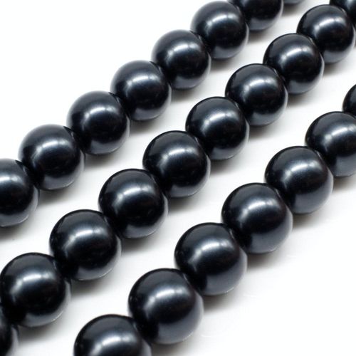 Glass Pearl Round Beads 10mm   Space Grey for jewellery making