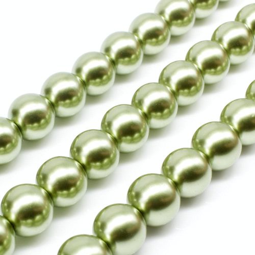 Glass Pearl Round Beads 10mm   Olive for jewellery making