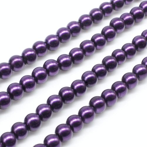 Glass Pearl Round Beads 4mm - Purple Velvet