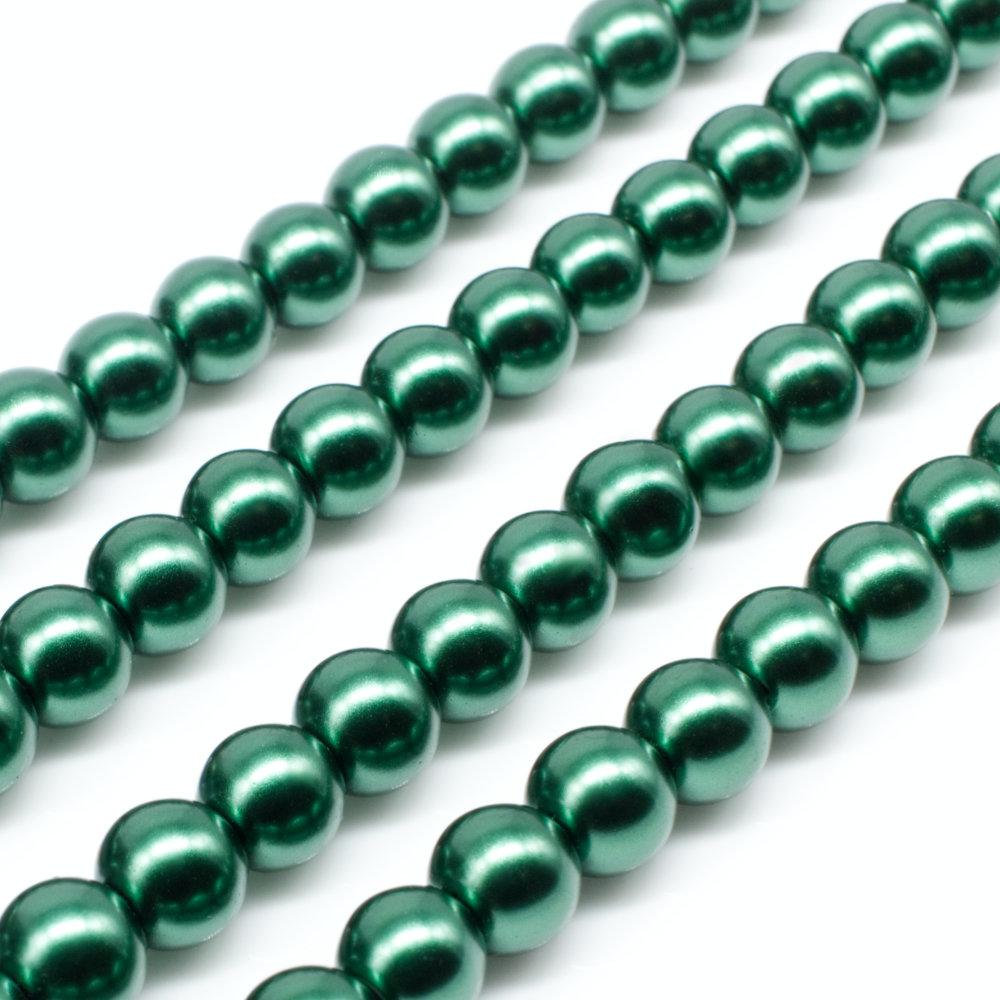 Glass Pearl Round Beads 6mm Moss Green Craft, hobby & jewellery