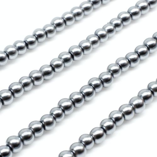 Glass Pearl Round Beads 3mm - French Grey