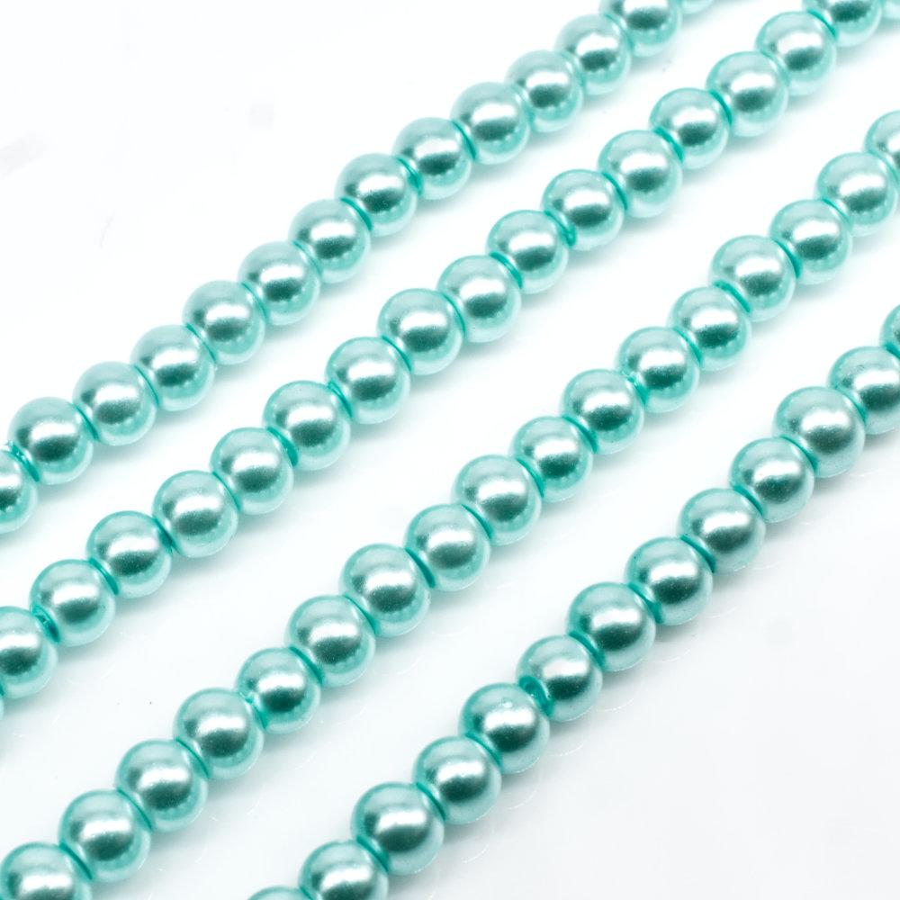 Glass Pearl Round Beads 3mm - Aqua