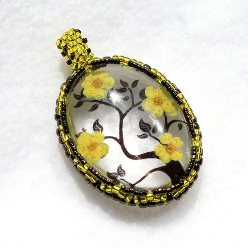 Blossom Cabochon Kit lemon bronze jewelry making kit — DIY set with beads and instructions for creating handmade jewelry