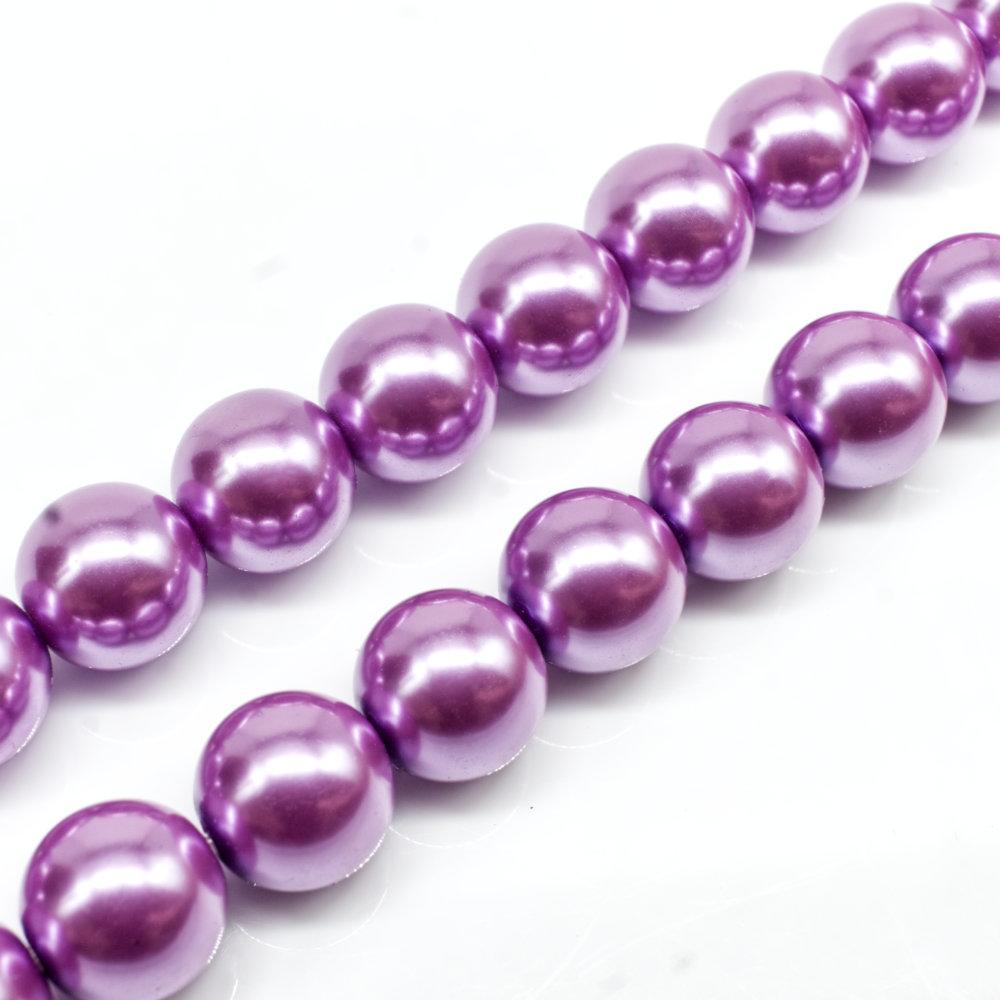 Glass Pearl Round Beads 12mm - Light Orchid