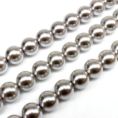 Glass Pearl Round Beads 10mm - Silver Dust