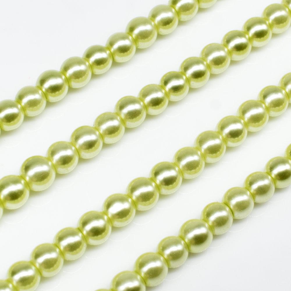 Glass Pearl Round Beads 4mm - Pastel Lime Green