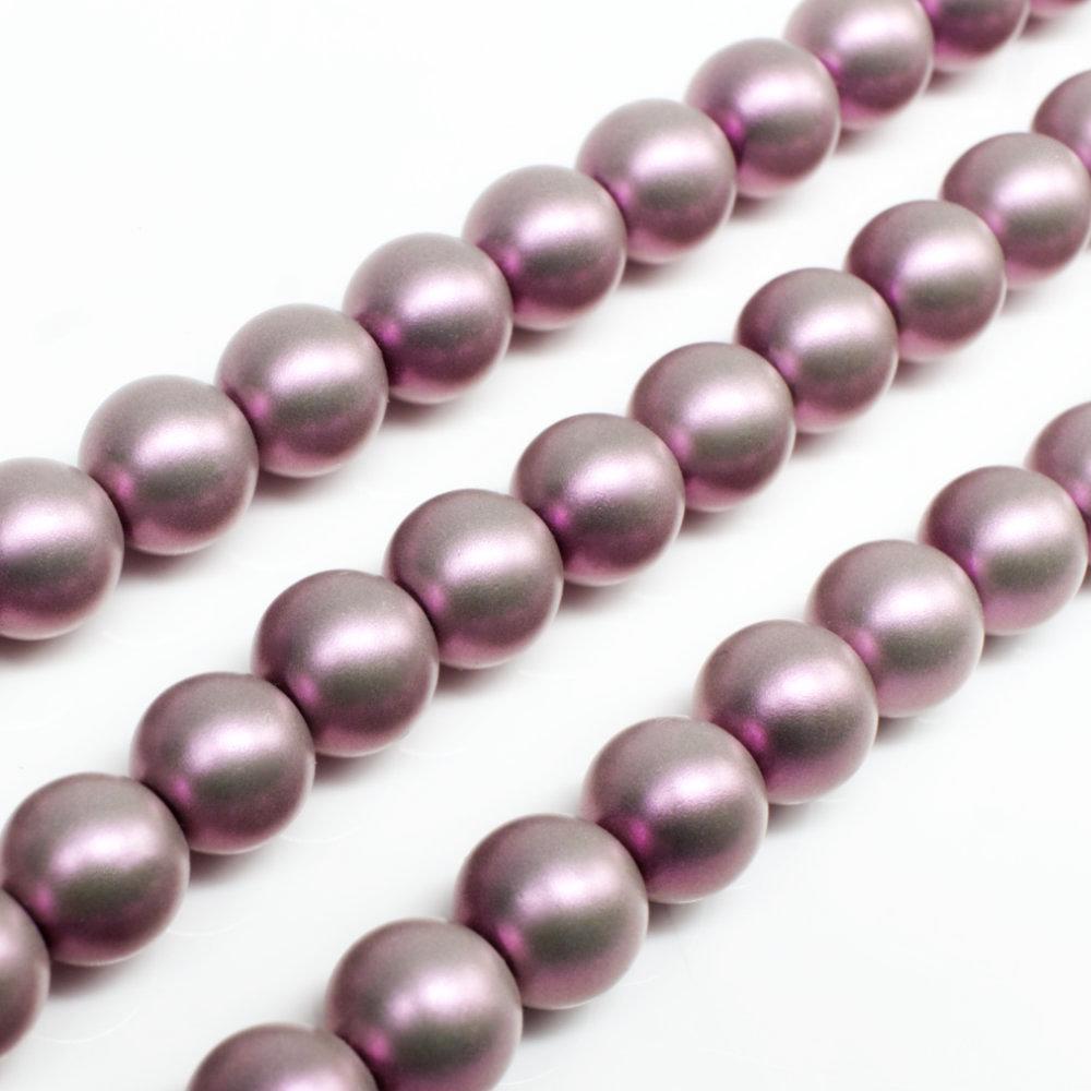 Satin Glass Pearl Round Beads 8mm - Light Rose