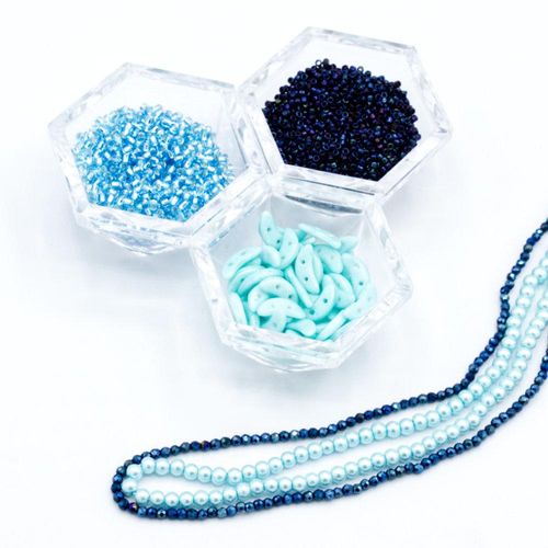 BC Week 37   Pearl Crescent Bracelet   Aqua Ice 3mm for jewellery making