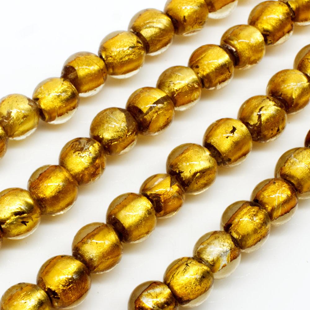 Silver Foil Round Beads 8mm 50pcs   Gold for jewellery making