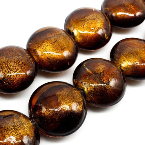 Silver Foil Disc Bead 24mm   Brown for jewellery making