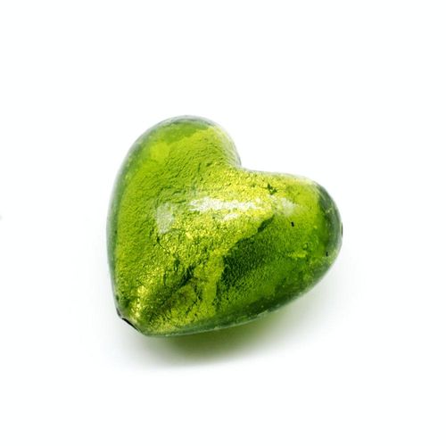 Silver Foil Heart Beads 27mm   Lime Green 1pc for jewellery making