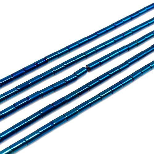 Glass Tube Beads 5mm 15" String   Blue Iris for jewellery making