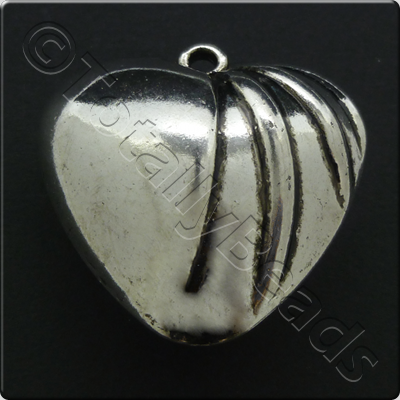 Metalised Antique Silver Heart 41x41x19mm - 3-line