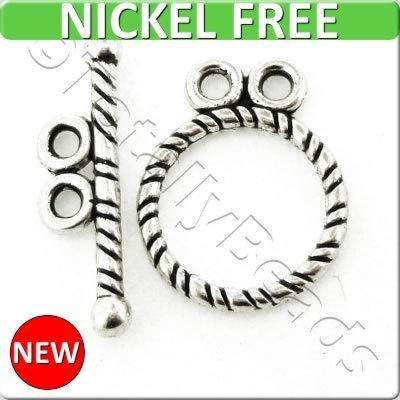 Metal Toggle - Roped Ring 12mm 10 sets Antique Silver