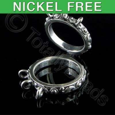 Antique Silver Metal Ring Base S Design 3 Loops 16mm  5pcs