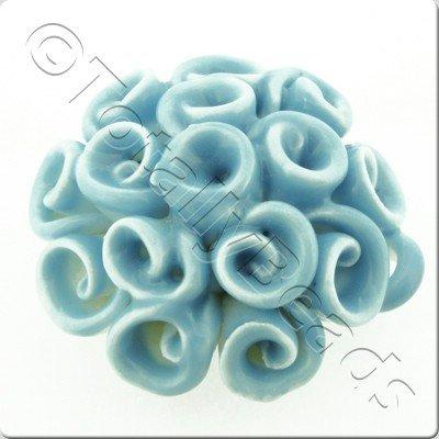 Ceramic Pendant - Swirl Flower - Blue