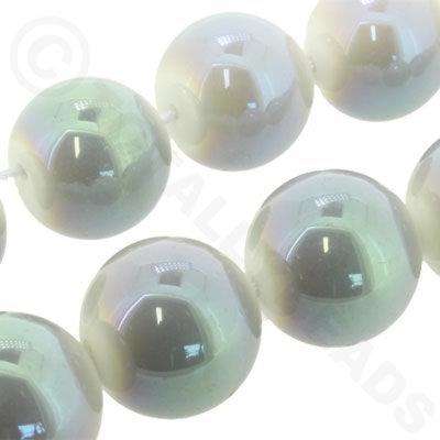 Ceramic Round 18mm - White with Green 8" String